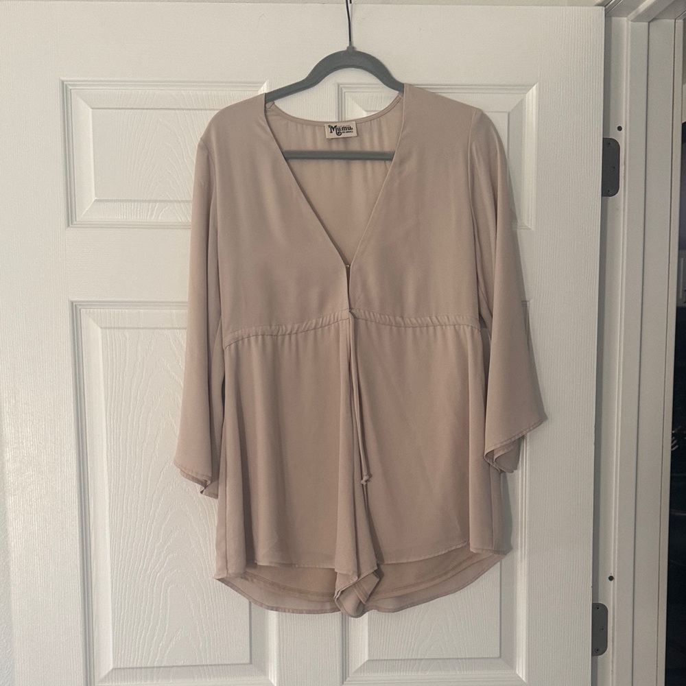 Show Me Your MuMu Beige V-Neck Blouse